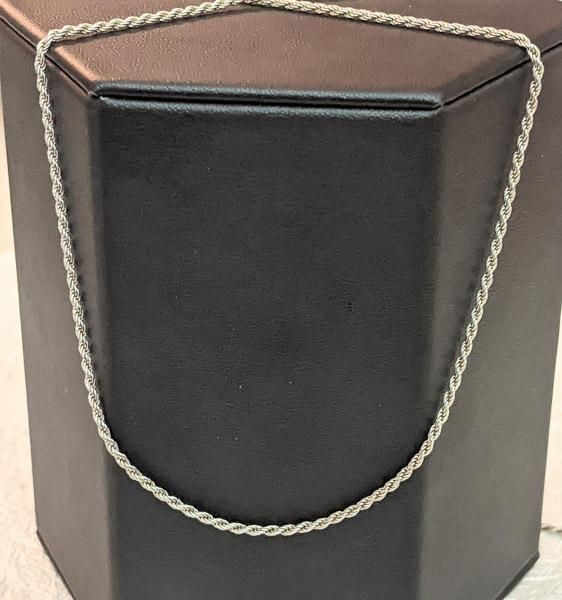 Classic Italy Sterling Silver Rope Chain: Item Details: Italy Sterling Silver Rope Chain Length: 22 Inches Width: 1.6 mm Clasp: Lobster Claw Weight in Grams: 7.17 Hallmarks and Stamps: 925, Italy Other: Please note: All items are taken at sta
