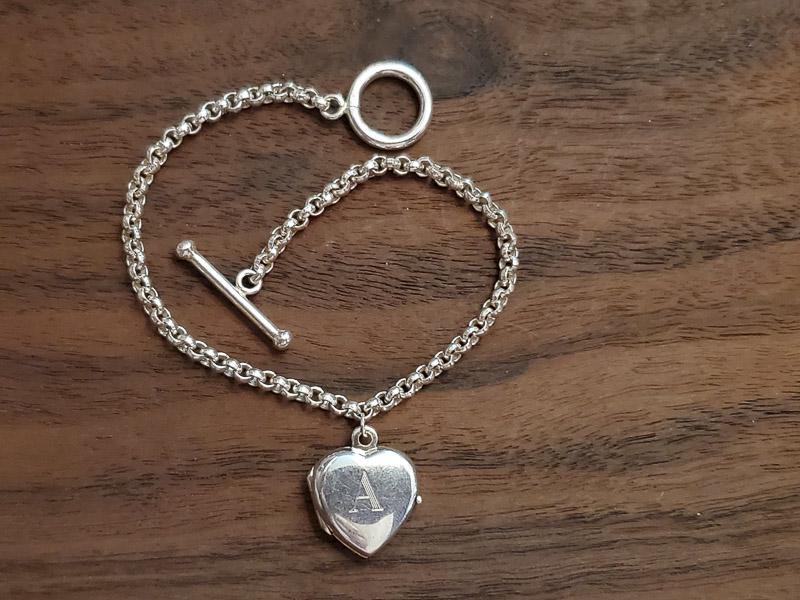 Sterling Silver Rolo Heart Locket Bracelet (1 of 4)