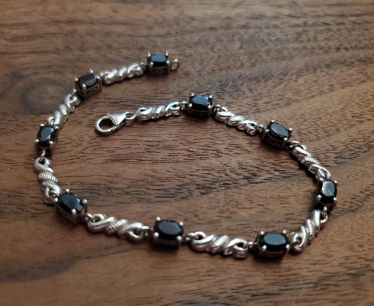 Black Tourmaline Sterling Silver Bracelet (1 of 3)
