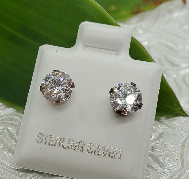Sterling Silver CZ Stud Earrings (1 of 4)