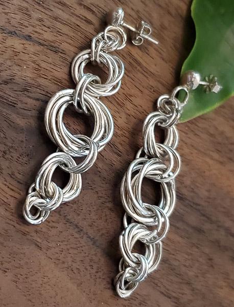 Round Link Sterling Silver Dangle Earrings (1 of 3)