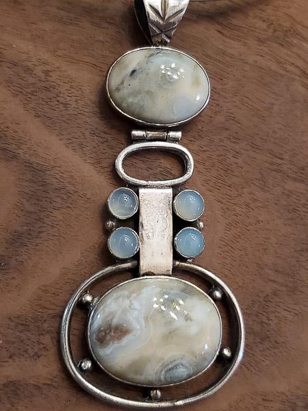 Large Stone Pendant Collar Sterling Necklace (1 of 5)