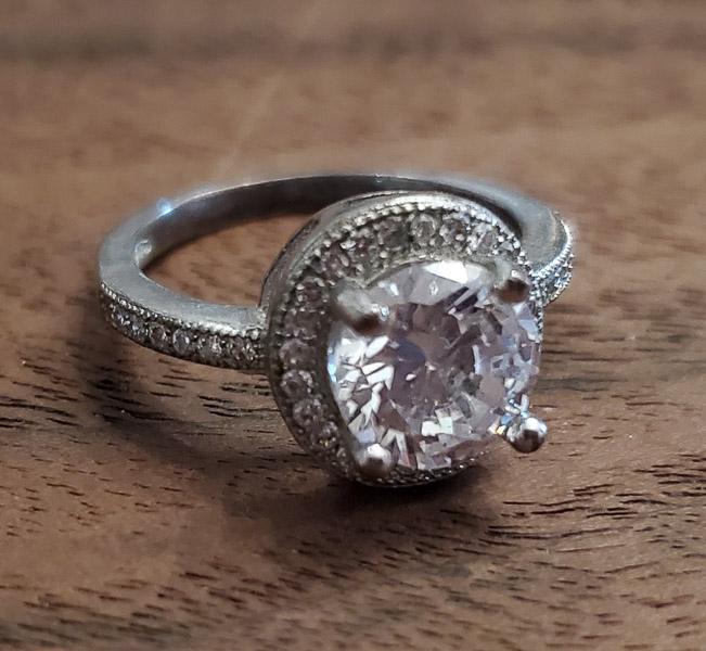 Sterling Silver Halo Ring Sz 6.25 (1 of 4)