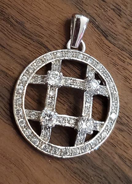 Bling Sterling Silver Round Pendant (1 of 3)
