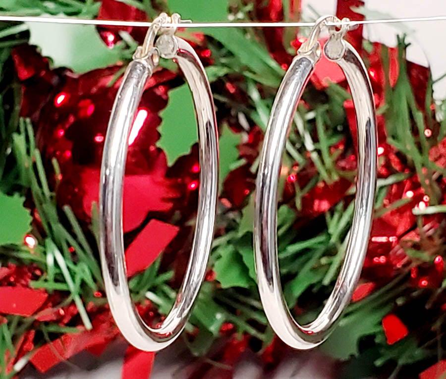 Sterling Silver Hoop Earrings: Please see pics for details as this is the exact item you will receive. Measures: EarringsÃ‚ have a 35.5mm drop and 2.3mm wide Weight in Grams: 1.52 Hallmarks & Stamps Include: 925,Ã‚ BS, CO