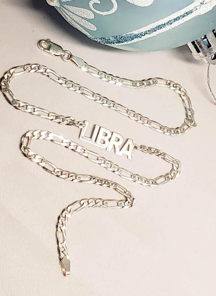 15" Sterling Silver LIBRA Figaro Chain (1 of 4)