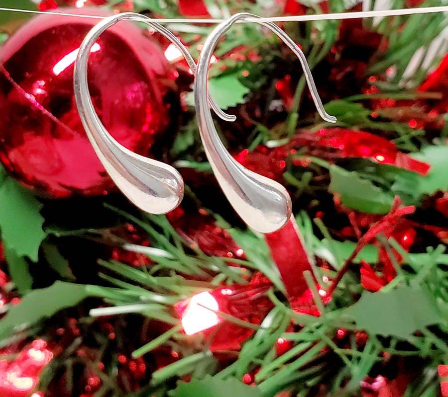 Sterling Silver Hollow Teardrop Hook Earrings (1 of 5)