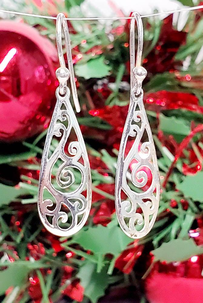 Sterling Silver Filigree Teardrop Dangle Earrings (1 of 4)