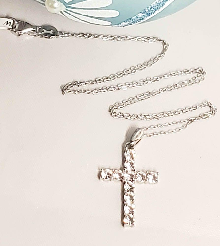 New with Tags Sterling Silver CZ Cross 18" Necklace (1 of 5)