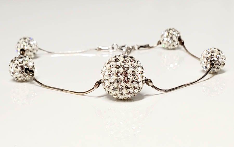Sterling Silver Rhinestone Bead Adjustable Bracelet (1 of 5)