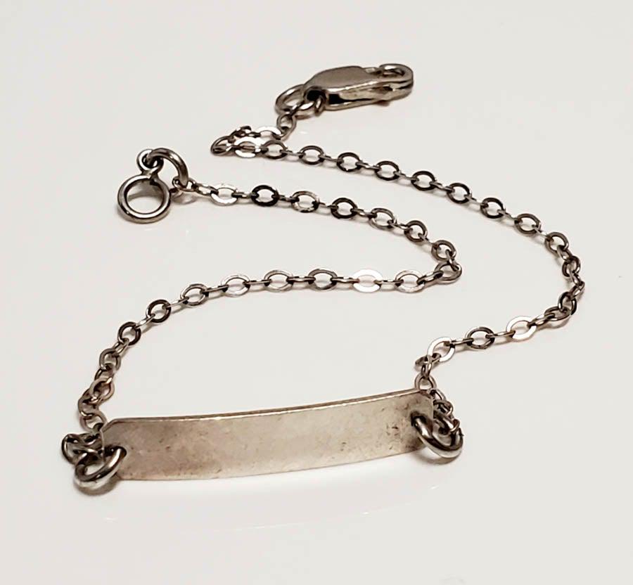 Sterling Silver Engravable Plate Bracelet 9" (1 of 5)