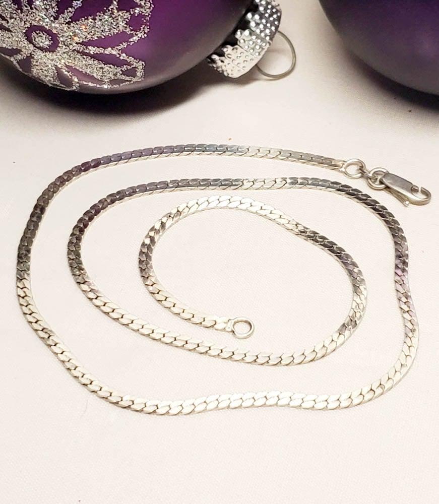 19" Sterling Silver Herringbone Chain Necklace (1 of 3)