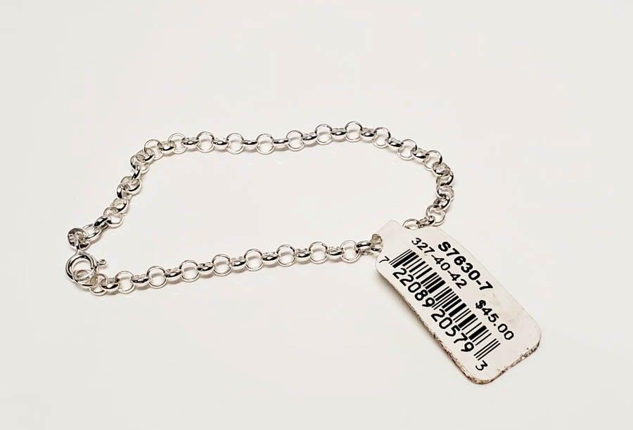 New with Tags Sterling Silver Rolo Chain Bracelet: Please see pics for details as this is the exact item you will receive.Ã‚ Size: 7.5 InchesÃ‚ Measures: 4mm wide Weight in Grams: 3.75 Hallmarks & Stamps Include: 925, IBB Please note: All it