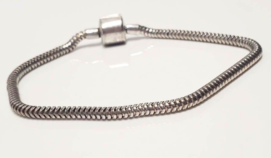 Sterling Silver Snake Chain Slider Charm Bracelet 7.5" (1 of 4)