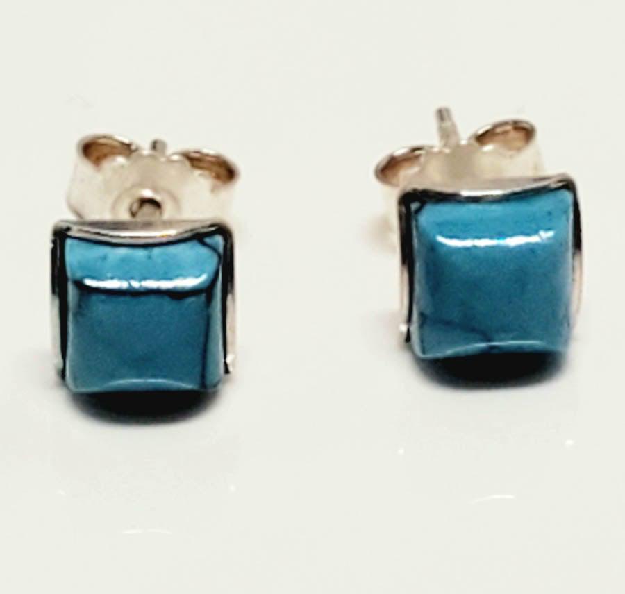 Sterling Silver Turquoise Dome Stud Earrings (1 of 5)
