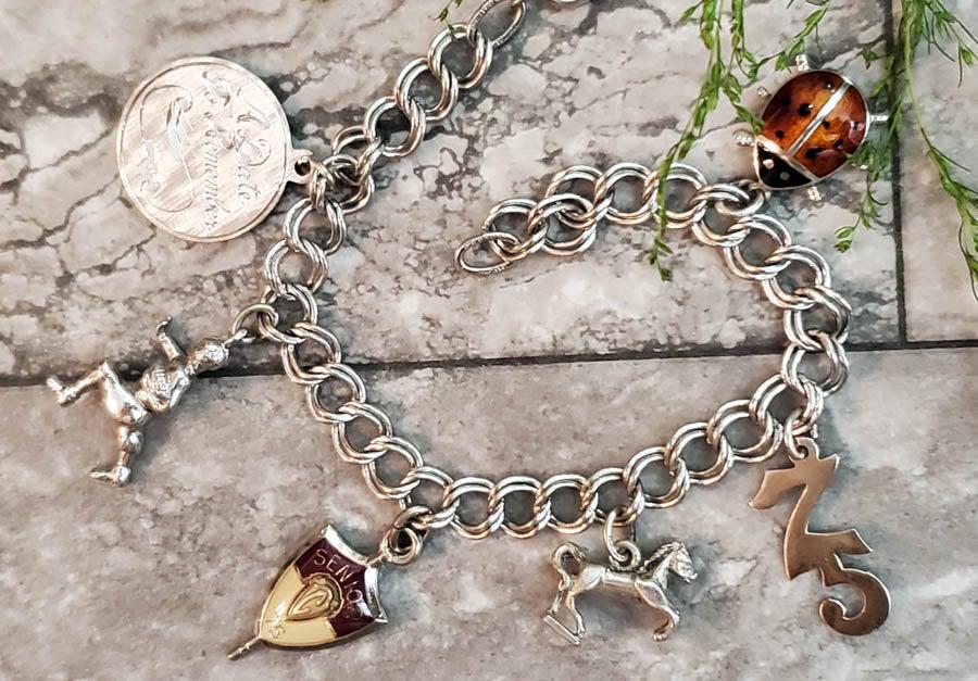 Vintage Sterling Charm Bracelet and Vtg Charms (1 of 8)