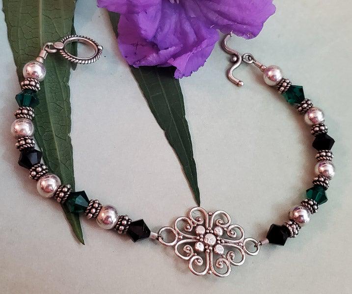 Silver Beaded Toggle Bracelet (1 of 3)