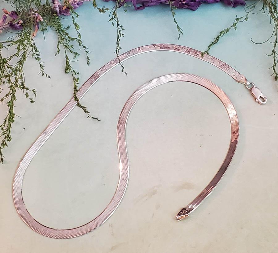 Heavy 6.6mm Italy Sterling Silver Herringbone Chain (1 of 3)