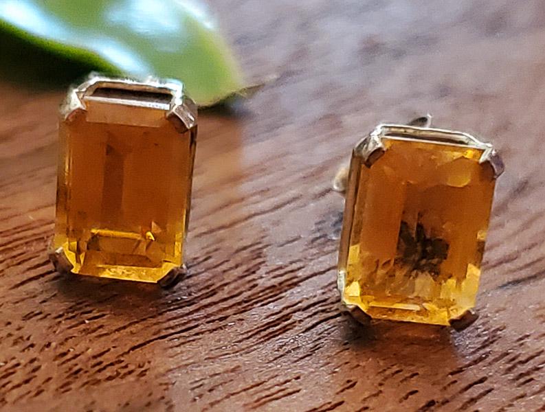Dainty Citrine Sterling Silver Stud Earrings (1 of 4)