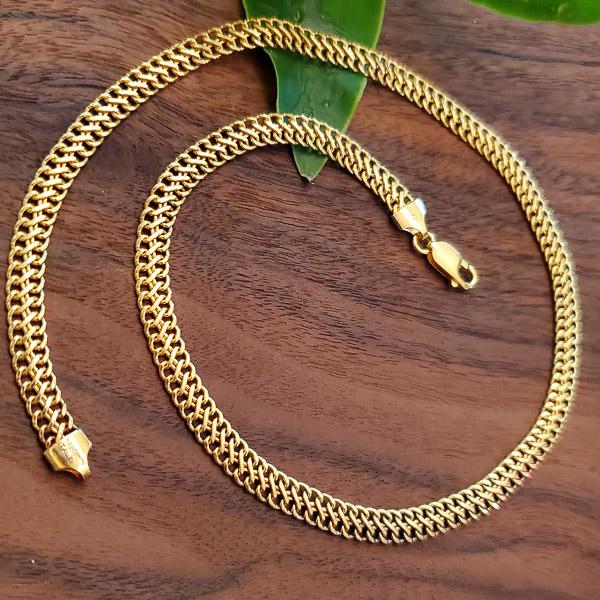 ITALOR Italy Gold over Sterling Double Link Cuban: Length: 18 Inches Width: 6 mm Weight in Grams: 17.83 Hallmarks and Stamps: 925, Italy, Italor Other: Please note: All items are taken at stamped value and are not tested unless stated. As with many vi