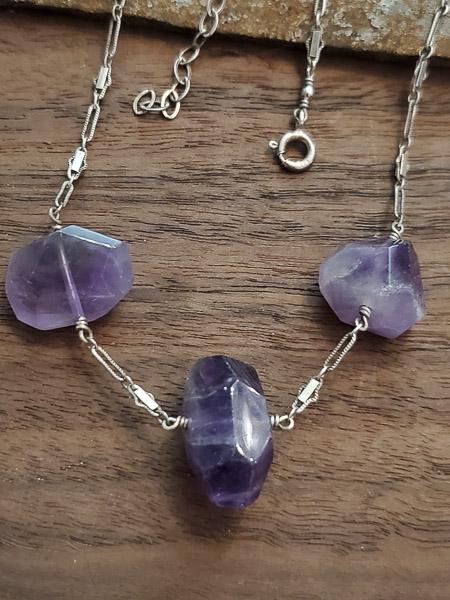 Amethyst Nugget Sterling Silver Necklace (1 of 4)
