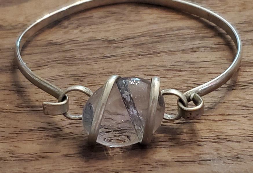 Art Glass Sterling Silver Hook Eye Bracelet (1 of 3)