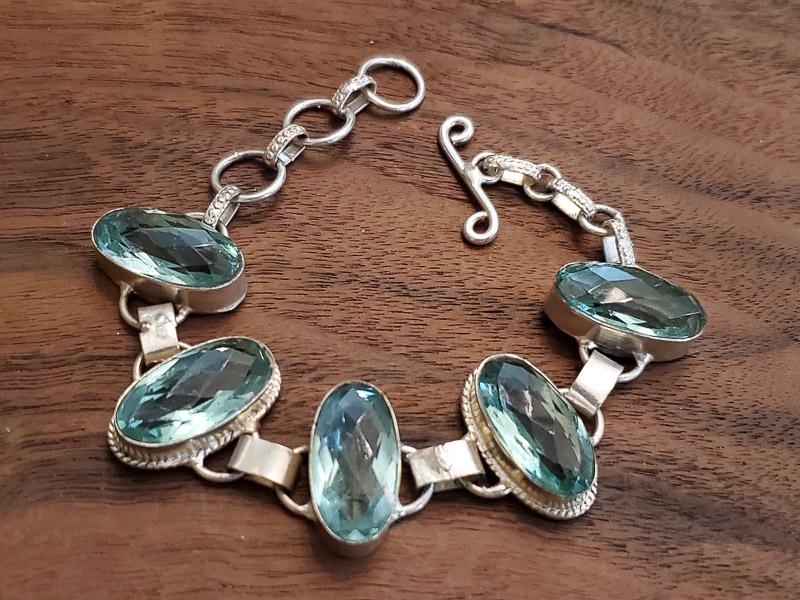 Sheet Sterling Silver Blue Stone Bracelet (1 of 3)