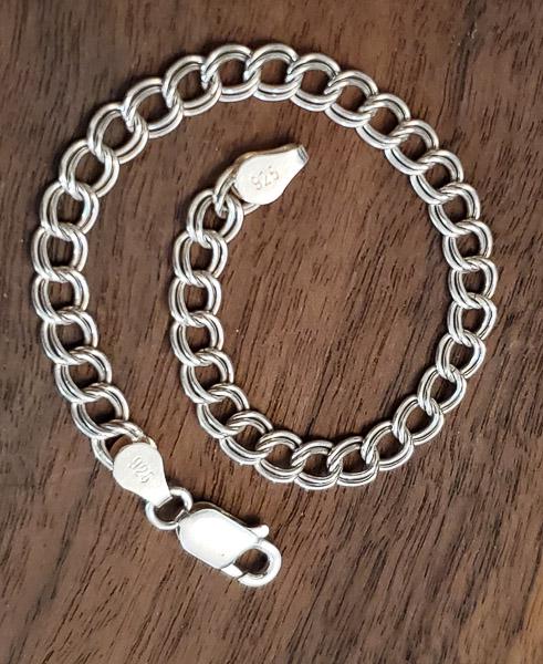 Double Link Sterling Silver Charm Bracelet (1 of 3)