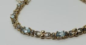 Gold over Sterling Blue Topaz and Diamond Bracelet (1 of 3)