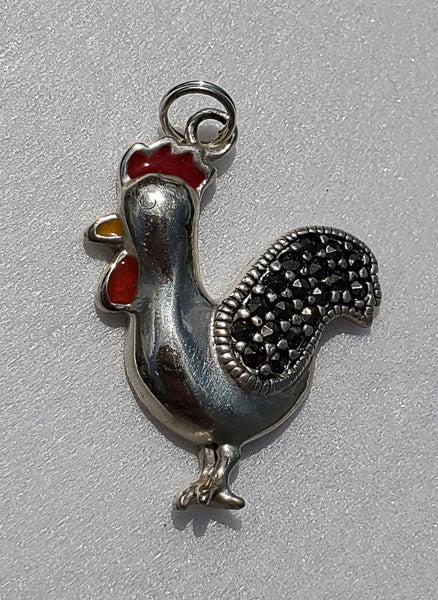 Sterling Silver Rooster Charm: Please see pictures for full details as this is the exact item you will receive. Measures:Ã‚ 25 by 19.5mmÃ‚ Weight in Grams: 2.66 Hallmarks and Stamps: 925, Su Please Note: All items are taken a