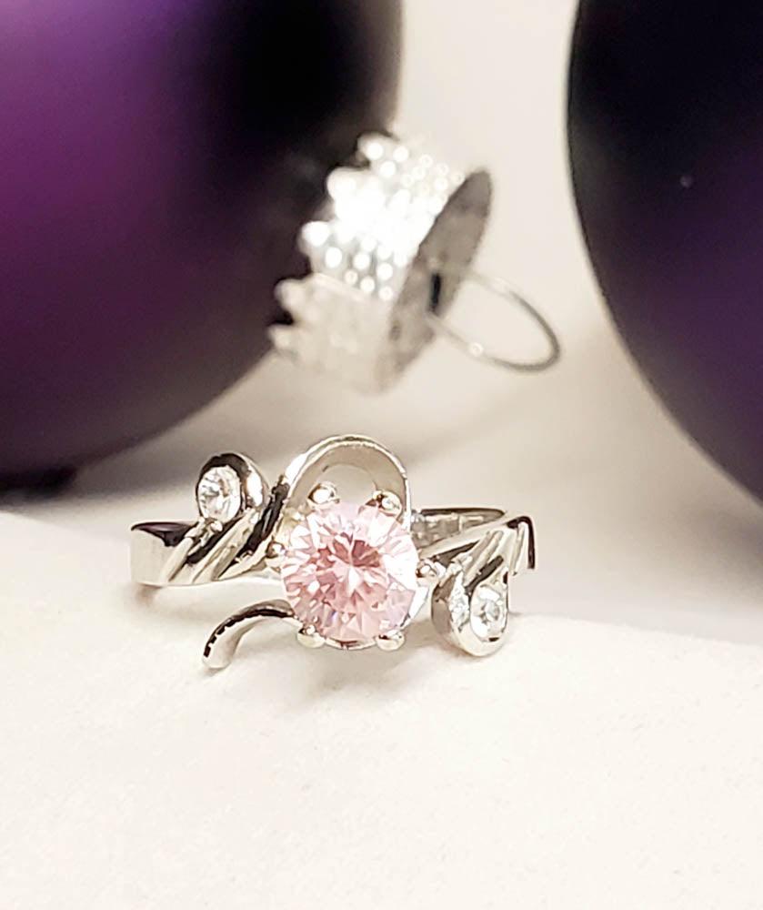 Sterling Silver Tourmaline Rose and Cz Ring sz 6 (1 of 6)