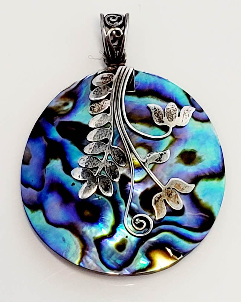 Sterling Silver Round Abalone Pendant (1 of 5)