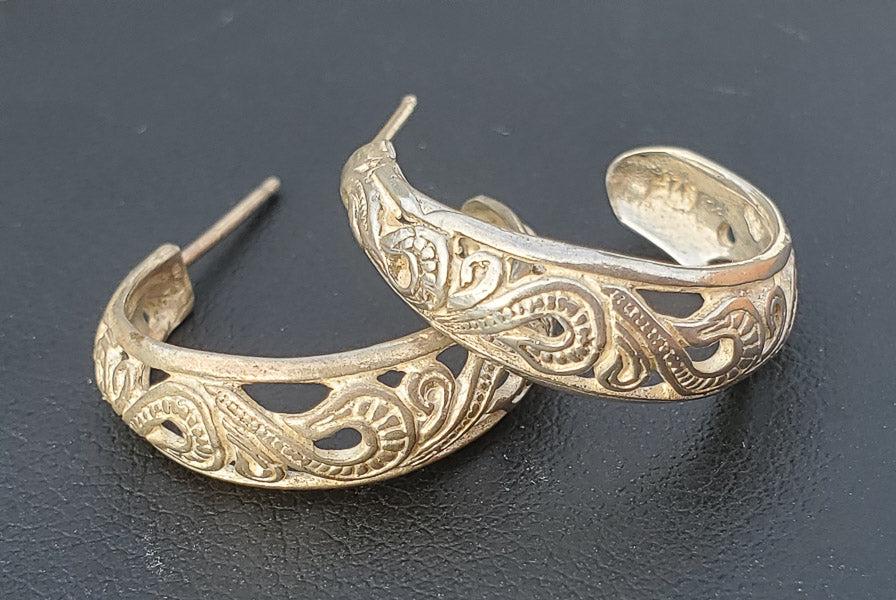 Vine Designed Sterling Silver Half Hoop Earrings (1 of 4)