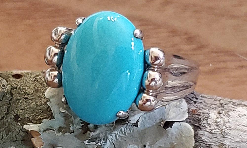 Signed Sterling Silver Turquoise Ring sz 7 (1 of 6)