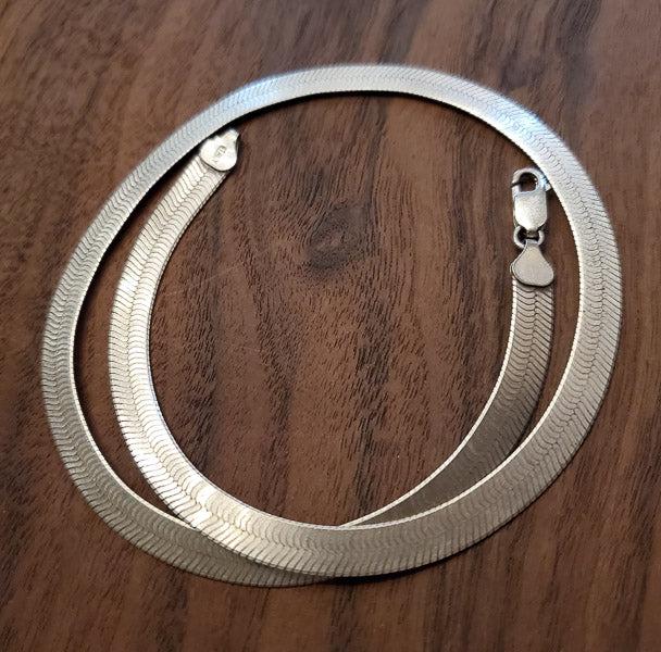 6.6mm Wide Sterling Silver Herringbone Chain (1 of 3)