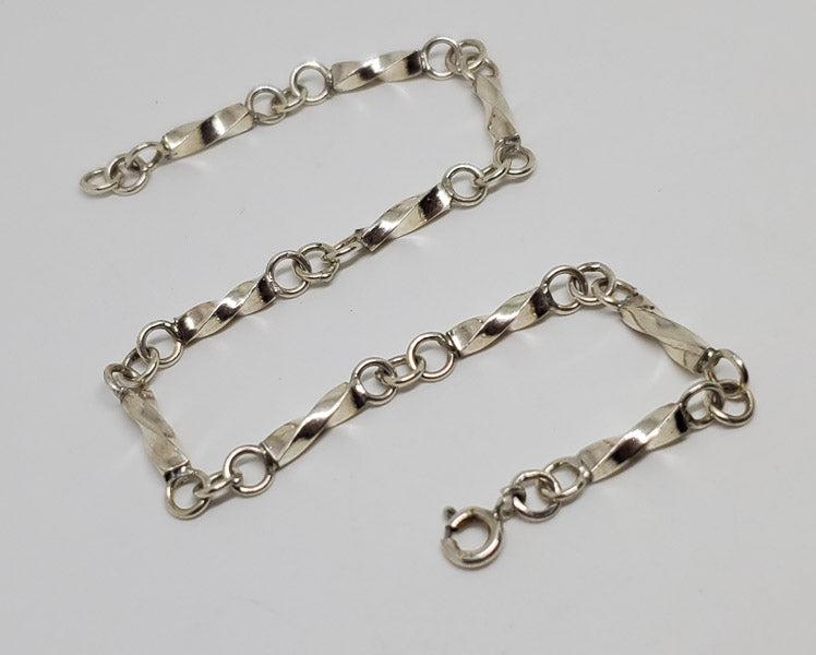 Sterling Silver  Twisted Bar Link Chain Bracelet (1 of 4)