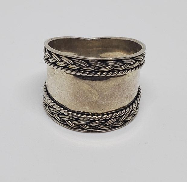 Signed Sterling Silver Braid Design Wide Ring Sz 7.5 (1 of 5)