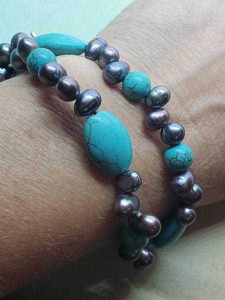 Natural Stone and Pearl Toggle Bracelet (1 of 3)