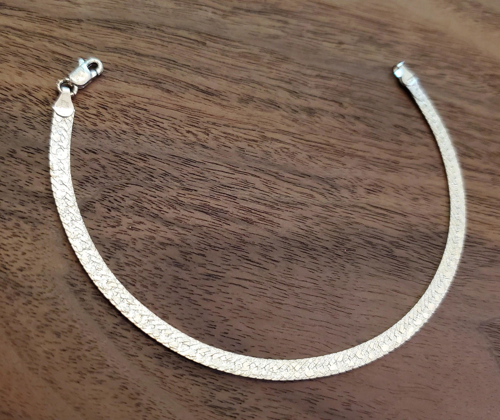Italy Sterling Silver Herringbone Chain Bracelet (1 of 4)