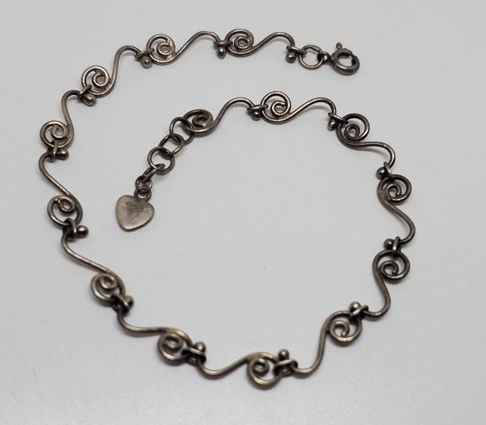 Sterling Silver Swirl Link Bracelet or Anklet (1 of 4)