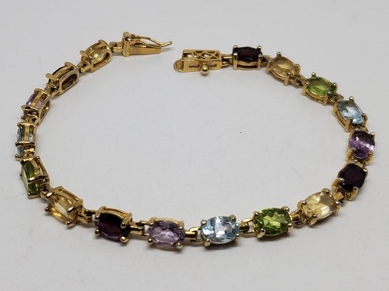 DBG Multi Gemstone Gold Over Sterling Silver Bracelet (1 of 4)