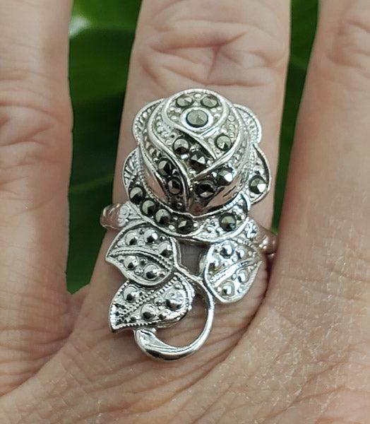 Vintage Sterling Silver Rose Ring Sz 6 (1 of 6)
