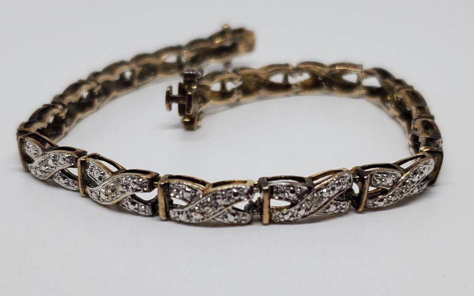 Vermeil Sterling Silver Tennis Style Bracelet: Please see pics for details as this is the exact item you will receive.Ã‚ Length: 7.5 inches, 5.5mm wide Weight in Grams: 10.6 Hallmarks and Stamps: 925 Due to the limited amounts of cleaning and