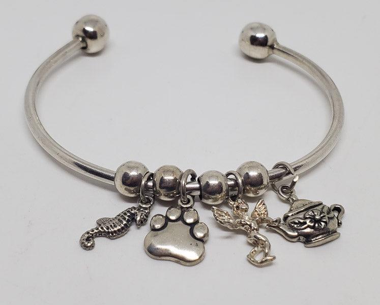 Sterling Silver Charm Cuff Bracelet (1 of 4)