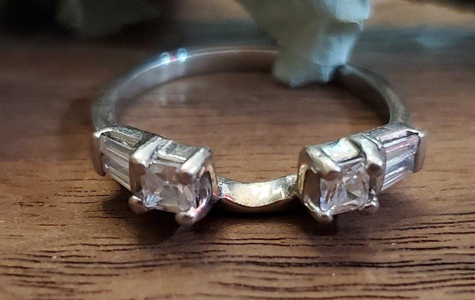 TWO BIRCH Sterling Silver Enhancer Ring Sz 7.5: Please see pics for details as this is the exact item you will receive.Ã‚ Size: 7.5 Item Details: 4.3mm center gapÃ‚ Weight in Grams: 2.359 Hallmarks & Stamps Inside: 925, Two Birch Please n