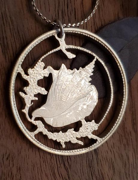 Cut Out Conch Shell Silver Dollar Necklace (1 of 6)