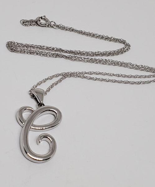 Scroll Letter C Sterling Silver Necklace (1 of 4)