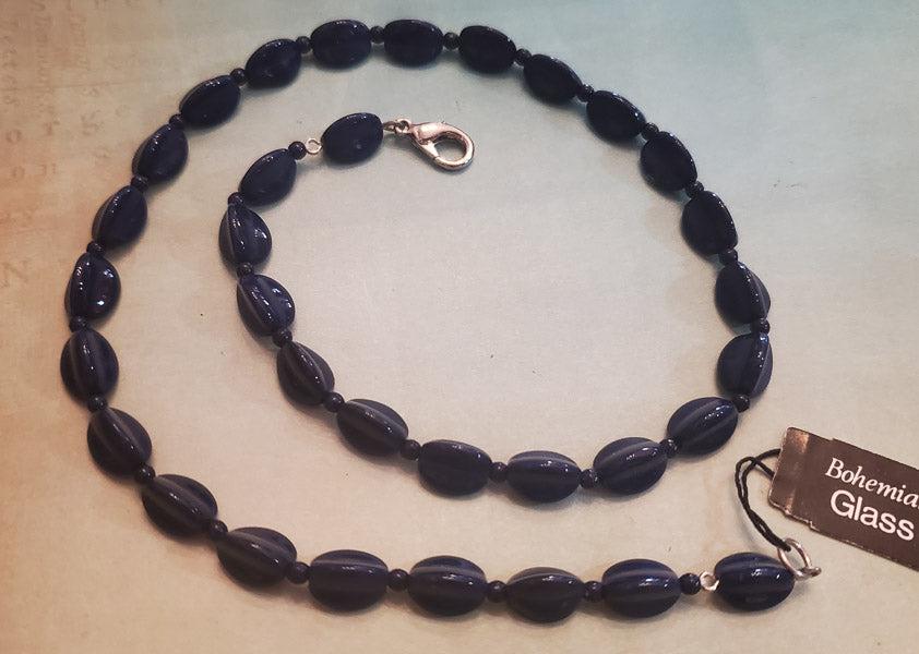 Blue Bohemian Glass Beaded Necklace (1 of 4)