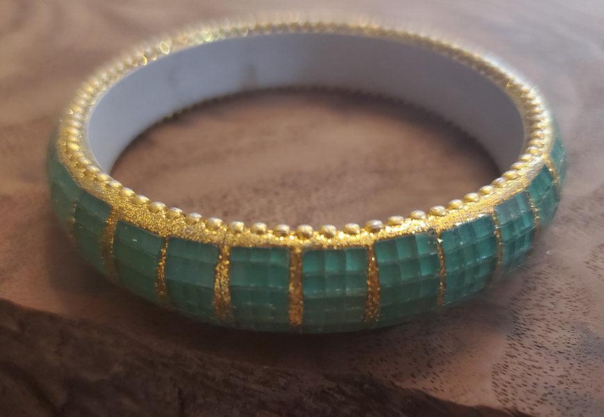 India Cut Glass Bracelet: Please see pics for details as this is the exact item you will receive. Length: 2.6 inches inside Width: 15.7mm glass beads Hallmarks and Stamps: Due to the limited amounts of cleaning and polishing m