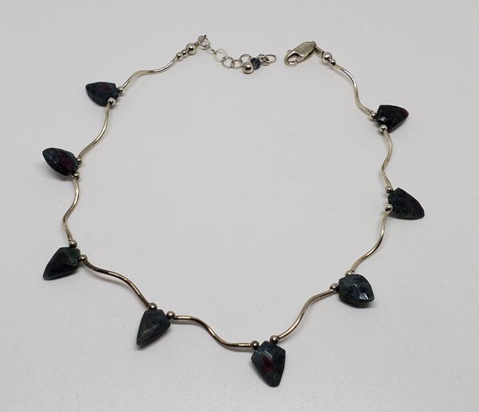 Sterling Silver Green Ruby Zoisite Bracelet or Anklet: Please see pics for details as this is the exact item you will receive. I had to take pictures on my hands so you could see the color variations.Ã‚ Length: 9.5 to 10.5 inches Weight in Grams: 4.58